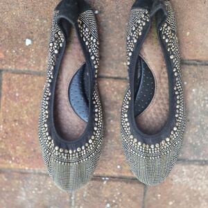 Hush Puppies Black Rhinestone Stud Ballet Flats Size 9 | Cushioned Comfort